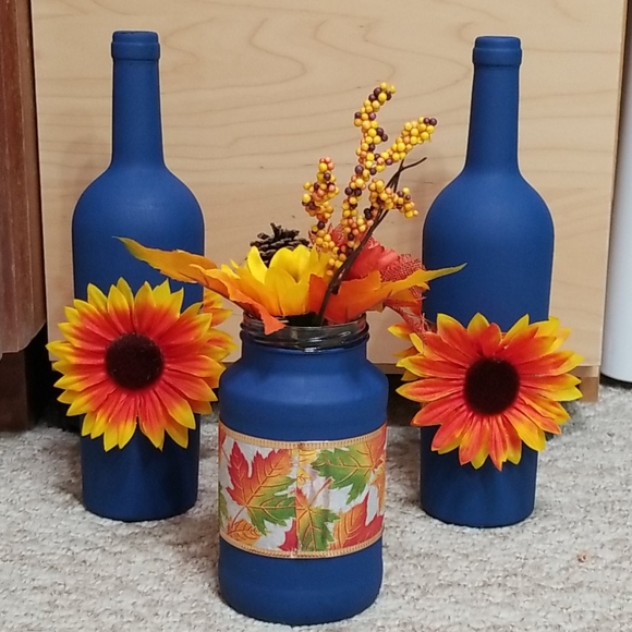 Hand Crafted Upcycle Center Piece 3 Set Decor - Picture 2 of 8